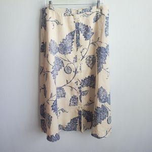Ralph Lauren blue floral linen midi skirt 14